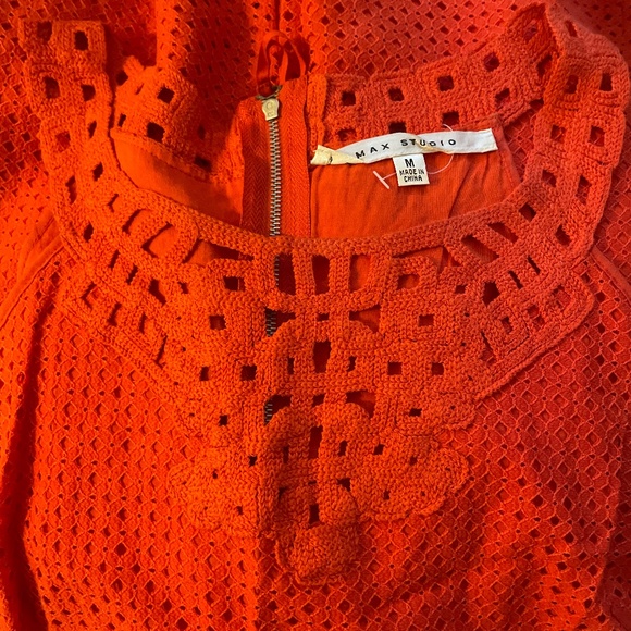 Brand New Women's Max Studio Eyelet Crocheted-Trim Sheath Dress - Picture 9 of 11